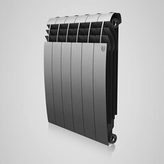 Pelēks Bimetāla radiators BiLiner 500/4 Fin Aluminium + tērauds Satin Silver cena un informācija | Apkures radiatori | 220.lv