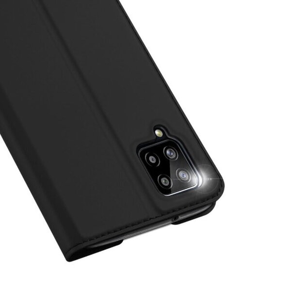 Dux Ducis Premium sērijas Skin Pro Magnētiskās fiksācijas sāniski atverams maks priekš Samsung Galaxy A12 (A125F), melns