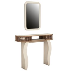 Galdiņa un spoguļu komplekts Kalune Design 845, smilškrāsas/brūns cena un informācija | Kosmētikas galdiņi | 220.lv