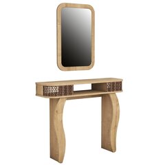 Galdiņa un spoguļu komplekts Kalune Design 845, gaiši brūns cena un informācija | Kosmētikas galdiņi | 220.lv