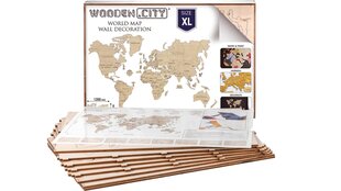 Pasaules karte no koka Wooden.City, 46 gab. cena un informācija | Pasaules kartes | 220.lv