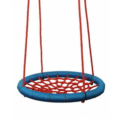 Woody 91401 Šūpoles ar apaļu sēdekli (diam. 85 cm) no izturīga materiāla jostu sietiņa pieaugušiem un bērniem no 3+ gadiem (maks. 100kg) Sarkanas cena un informācija | Šūpoles | 220.lv
