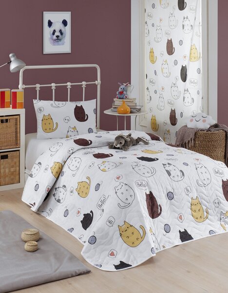Bērnu gultas veļas komplekts Kaķis, 160x200 cm, 2 daļas cena un informācija | Bērnu gultas veļa | 220.lv