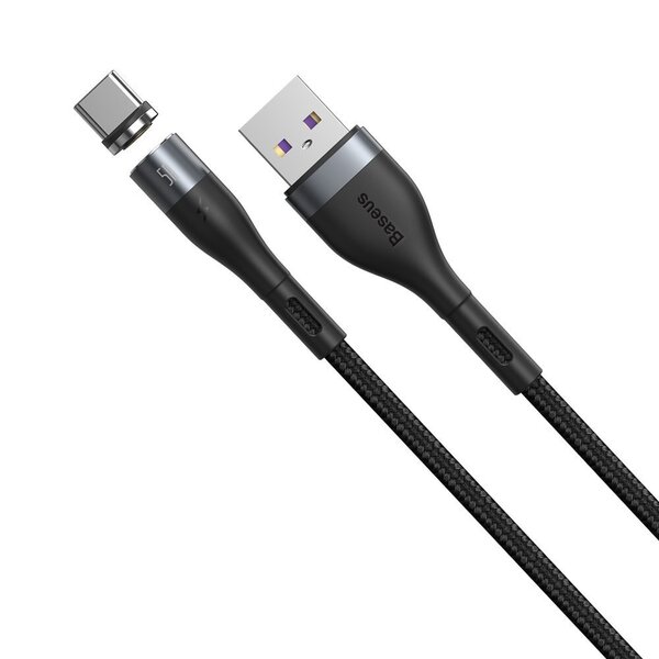 Baseus Zinc USB - USB Type C magnetic data charging cable Quick Charge AFC 1 m 5 A black and gray (CATXC-NG1) atsauksme