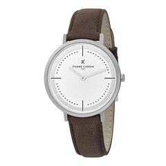 Vīriešu pulkstenis Pierre Cardin Belleville Park Brown Leather Watch cena un informācija | Vīriešu pulksteņi | 220.lv