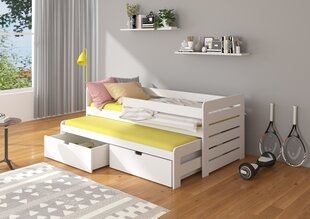 Bērnu gulta ADRK Furniture Tomi 200x90 ar sānu aizsardzību, balta cena un informācija | Bērnu gultas | 220.lv