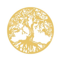 Metāla sienas dekorācija Tree Gold, 60x60 cm cena un informācija | Interjera priekšmeti | 220.lv