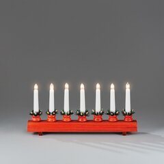 Konstmide lampiņu svečturis ar 7 gaismām, sarkans cena un informācija | Ziemassvētku dekorācijas | 220.lv