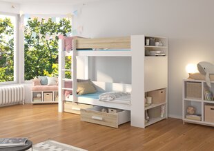 Gulta ADRK Furniture Garet 80x180cm, balta/ozola krāsas cena un informācija | Bērnu gultas | 220.lv