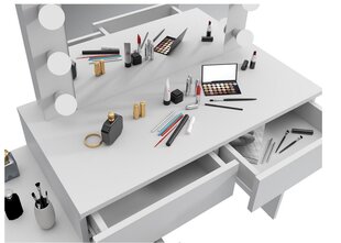 Kosmētikas galdiņš Adele 12 LED White, balts cena un informācija | Kosmētikas galdiņi | 220.lv