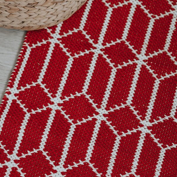 KOODI kokvilnas paklājs Saana, sarkans/balts, 80 x 200 cm atsauksme