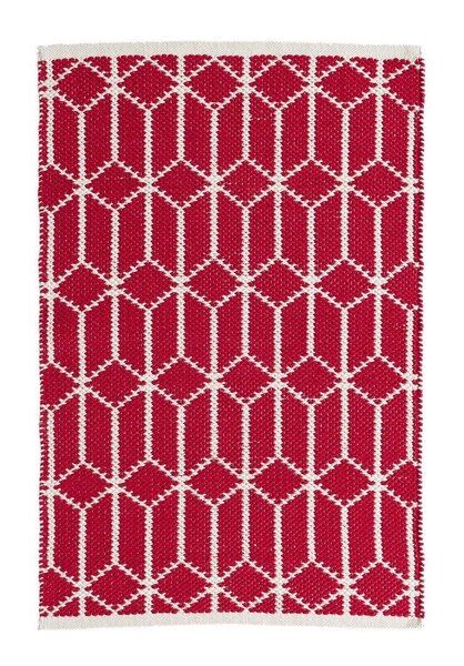 KOODI kokvilnas paklājs Saana, sarkans/balts, 80 x 200 cm cena un informācija | Paklāji | 220.lv
