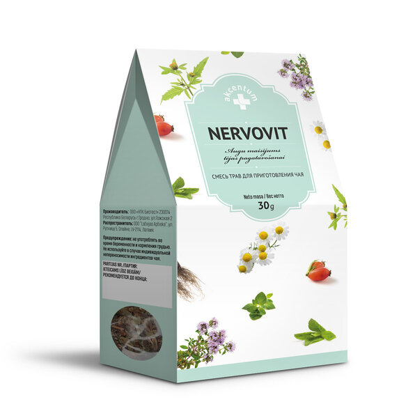 Uztura bagātinātājs Akcentum Tēja Nervovit 30g cena un informācija | Tējas un ārstniecības augi | 220.lv