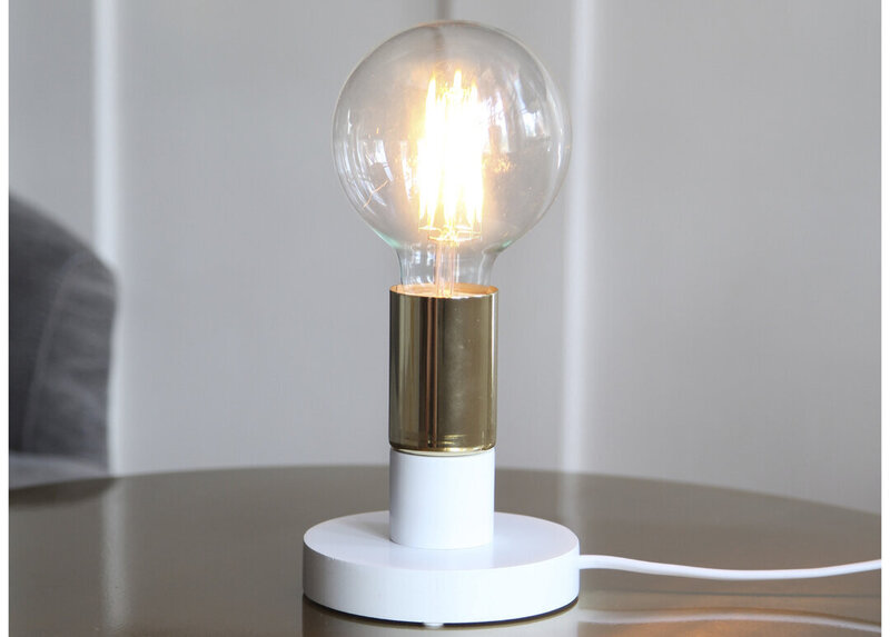 Galda lampa Duo, misiņa apdares/balta, 40 W cena un informācija | Galda lampas | 220.lv