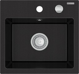 Granīta virtuves izlietne Mexen Milo ar jaucējkrānu un sifonu, Black cena un informācija | Virtuves izlietnes | 220.lv