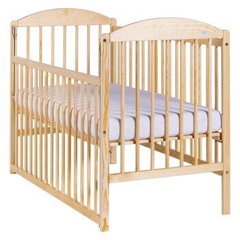 Drewex mazuļu gulta Kuba II, ar nolaižamu sānu, dabiskā krāsā cena un informācija | Zīdaiņu gultas | 220.lv