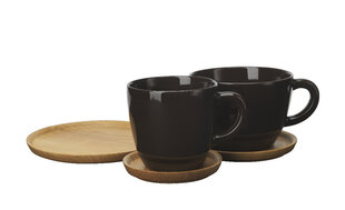 Rörstrand Höganäs Keramik tējas tase 50 cl ar koka paliktni, tumši brūnā krāsā cena un informācija | Glāzes, krūzes, karafes | 220.lv