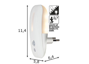 Naktslampiņa ar sensoru, 0,9 W/20 lm, silti balts tonis cena un informācija | Lampas bērnu istabai | 220.lv