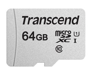 MEMORY MICRO SDXC 64GB W/ADAPT/UHS-I TS64GUSD300S-A TRANSCEND cena un informācija | Atmiņas kartes mobilajiem telefoniem | 220.lv