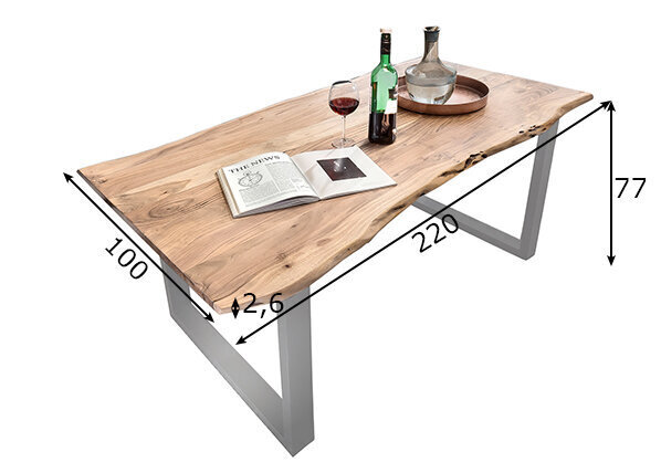 Pusdienu galds Tisch, 100x220 cm, akācijas koks cena