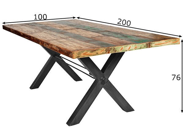 Pusdienu galds Tisch, 100x200 cm, antīki melns cena