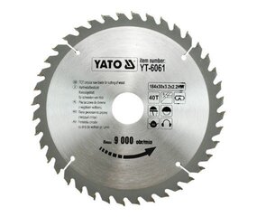 Disks koka griešanai 184*40T*30 mm YT-6061 YATO cena un informācija | Zāģi, ripzāģi | 220.lv