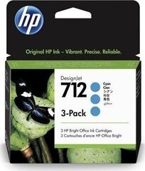 HP 712 3-paka 29-ml Cyan DesignJet tintes kartridžs cena un informācija | Tintes kārtridži | 220.lv