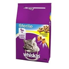 ‎Whiskas Sterile sausā barība ar vistu sterilizētiem kaķiem, 1,4 kg cena un informācija | Sausā barība kaķiem | 220.lv