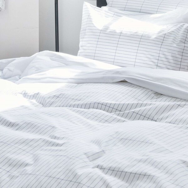 Familon gultas veļas komplekts no svītraina perkala, baltā/melnā krāsā - dažādi izmēri cena