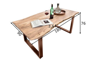 Ēdamistabas galds Tische, 180 x 90 cm, brūnas kājas cena un informācija | Ēdamistabas komplekti | 220.lv