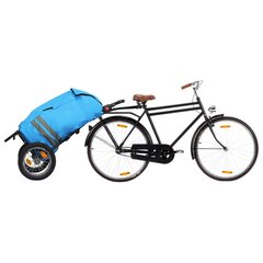 vidaXL velosipēda piekabe ar somu, saliekama, zila un melna cena un informācija | Velosipēdu piekabes, rati | 220.lv