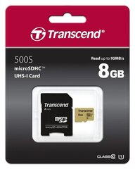 TRANSCEND GOLD 500S MICROSD W/ADP (V30) R95/W60 8GB cena un informācija | Atmiņas kartes mobilajiem telefoniem | 220.lv
