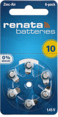 Renata baterijas (ZA10.DP6) dzirdes aparātiem (Zinc-Air) cena un informācija | Baterijas | 220.lv