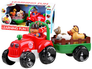 Traktors ar piekabi un dzīvniekiem, gaismas un skaņas efekti cena un informācija | Rotaļlietas zēniem | 220.lv