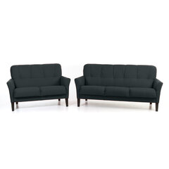 Dīvānu komplekts Katri 3+2, , must Inari 100, jalad - tume pähkel cena un informācija | Dīvānu komplekti | 220.lv