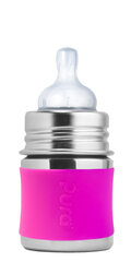 Nerūsējoša tērauda pudele ar rozā vāciņu Pura, 0+ mēneši +, 150 ml cena un informācija | Bērnu pudelītes un to aksesuāri | 220.lv
