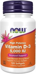Uztura bagātinātājs Now Vitamin D-3 5000 IU, 120 kapsulas cena un informācija | Vitamīni | 220.lv