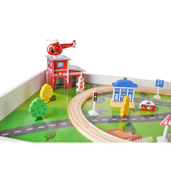 Набор, деревянная железная дорога со столом, 95 предметов цена и информация | Конструктор автомобилей игрушки для мальчиков | 220.lv