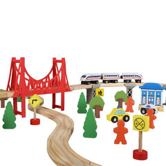 Деревянный набор железная дорога, 70 предметов цена и информация | Конструктор автомобилей игрушки для мальчиков | 220.lv
