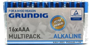 Grundig Alkaline AAA elementi, 16 gab cena un informācija | Baterijas | 220.lv