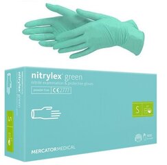 Vienreizlietojamie nitrila cimdi Mercator Nitrylex Green S, 100 gab. cena un informācija | Darba cimdi | 220.lv