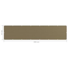 vidaXL balkona aizslietnis, 90x400 cm, pelēkbrūns HDPE cena un informācija | Saulessargi, markīzes un statīvi | 220.lv