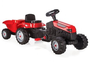 Traktors ar pedāļiem un piekabi bērniem Pilsan, sarkans cena un informācija | Rotaļlietas zēniem | 220.lv