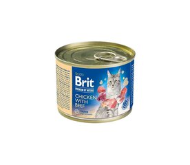 Brit Premium By Nature Konservi Ar Vistu Un Liellopa Gaļu Kaķiem, 200g cena un informācija | Konservi kaķiem | 220.lv