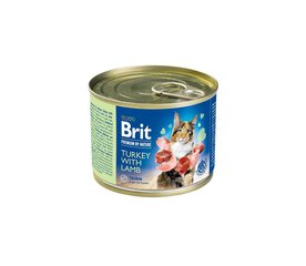 Brit Premium By Nature Konservi Ar Tītaru Un Jēru Kaķiem, 200g cena un informācija | Konservi kaķiem | 220.lv