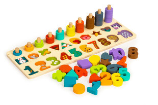 Koka rotaļlieta Skaitļi un figūras 3in1 Ecotoys, PH05R005 cena un informācija | Attīstošās rotaļlietas | 220.lv
