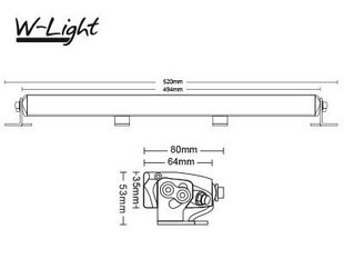 Tālo gaismu W-light Blizzard Slim 120W 10-48V Ref.45 6100lm IP67 R112 R10 cena un informācija | Automašīnu spoguļi, restes, lukturi | 220.lv