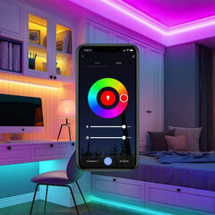 Robert Smart Gudrā Wi-Fi LED lente RGB, krāsu mainoša ar dimmeri un mūzikas ritma sensoru, 20m IP65 (Nous 5006083) cena un informācija | LED lentes | 220.lv