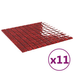 vidaXL mozaīkas flīzes, 11 gab., sarkanas, 30x30 cm, stikls cena un informācija | Sienas flīzes | 220.lv
