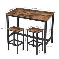 Bāra galda un krēslu komplekts LBT15X, brūns/melns cena un informācija | Ēdamistabas komplekti | 220.lv